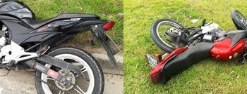 Após colisão entre duas Motocicletas, os dois condutores são multados e os veículos apreendidos.