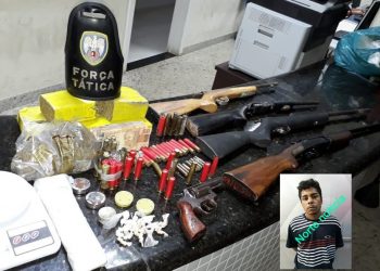 Principal suspeito de distribuição e armazenamento de armas e drogas e preso pela Força Tática