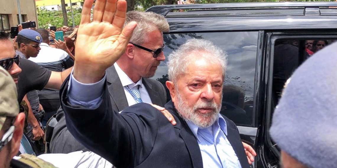 Brazil's former President Luiz Inacio Lula da Silva, leaves for the cemetery to attend the funeral of his 7-year-old grandson, in Sao Bernardo do Campo, Brazil March 2, 2019. Ricardo Stuckert Filho/ Lula Institute/Handout via REUTERS. ATTENTION EDITORS - THIS IMAGE WAS PROVIDED BY A THIRD PARTY.