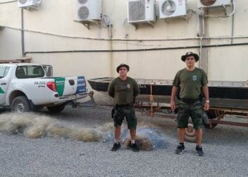 Polícia Militar Ambiental apreende mais de mil metros de rede em lagoas de Linhares