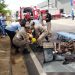 “AO VIVO” Acidente envolvendo três veiculo deixa  motociclista com  fratura grave