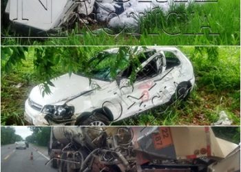 VÍDEOS – Cinco feridos em acidente com duas carretas e dois automóveis na BR 101, em Linhares