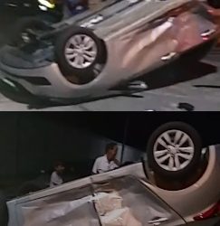 Carro capota em Rua do Interlagos