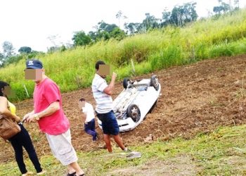 Veículo capota as margens da BR 101 em Linhares