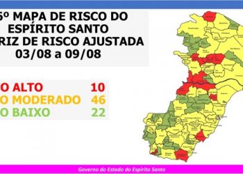 16º Mapa de Risco Covid-19 no ES aponta 10 cidades em alto risco
