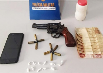 SOORETAMA: Policia Militar apreende arma, droga e dinheiro