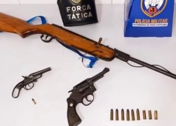 Força Tática apreende armas e animais silvestres às margens do Rio Doce em Linhares