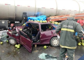 VÍDEO – Colisão entre carreta e automóvel interdita BR 101 em Linhares