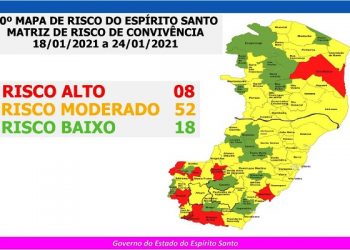 Mapa de Risco Covid-19 – Aumenta número de municípios em riscos baixo no ES