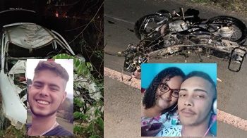 3 vítimas fatais em acidente entre carro e moto na ES 257 em Aracuz