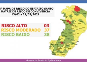 MAPA DE RISCO COVID-19 – Maioria dos municípios do ES está em “Risco Baixo”