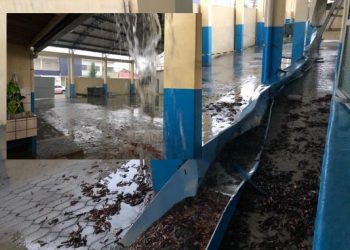 VÍDEO- Calha de Escola Municipal de Linhares desaba por falta de manutenção; denuncia pai de aluno