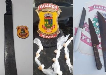Guarda Civil Municipal apreende droga e várias armas brancas no centro de Linhares