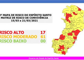 Mapa de Risco coivd-19: Linhares vai para Risco Moderado. O ES não tem nenhum município no Risco Baixo