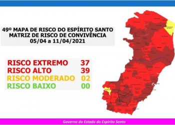 Linhares e mais 36 cidades no risco extremo a partir de segunda-feira
