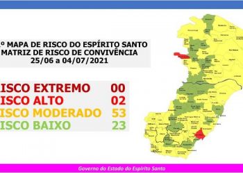 MAPA DE RISCO – Linhares e mais 52 municípios do ES estão em “Risco Moderado”