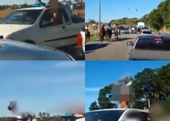TERRA SEM LEI? Cavalgada interdita trânsito na estrada do Pontal por mais de uma hora. Veja vídeos inacreditáveis