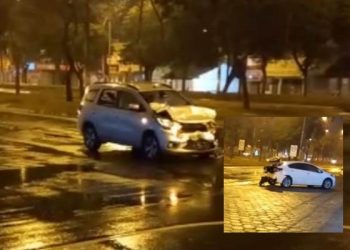 TEM VÍDEO – Condutor abandona veículo após colisão no perímetro urbano da BR 101, em Linhares