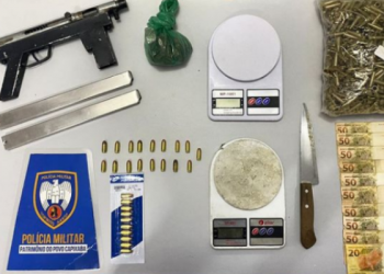 Policia Militar de Linhares apreende grande quantidade de munição além de droga e submetralhadora no Santa Cruz
