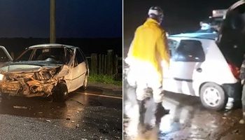VÍDEOS – 2 vítimas são socorridas pelos Bombeiros e 3 pelo SAMU, após colisão entre Gol e Celta na estrada do Pontal