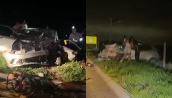 VÍDEOS – ATUALIZAÇÃO – Acidente grave entre dois automóveis na estrada da Lagoa Nova em Linhares deixa 4 vítimas