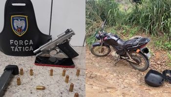 Policiais militares do 2º Batalhão recuperam motocicleta e apreende arma de fogo no interior do ES