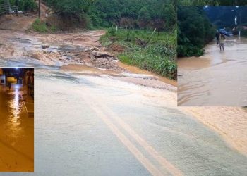 ATUALIZAÇÃO – Córrego São Rafael transborda durante esta madrugada e passa por cima da Ponte. Parte da rodovia foi danificada. Veja vídeos
