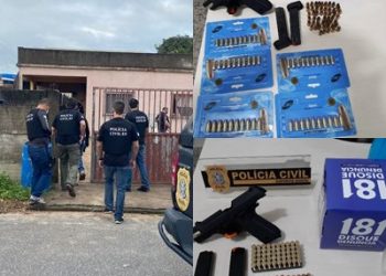 Polícia Civil realiza operação em Linhares cumpre mandados de prisão, apreende quase 200 munições e armas de fogo