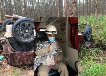 Capotamento na Rodovia que liga Boa Esperança a São Mateus deixa uma vítima fatal e dois feridos, entre elas uma criança