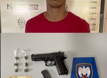 Jovem corre ao vê viatura da PM e é detido com maconha e uma pistola