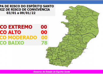 COVID-19 – Espirito Santo começa 2022 com todos os municípios em Risco Baixo
