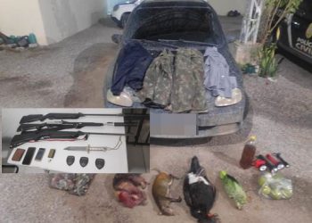 REGIÃO DO PONTAL – 3 elementos em um automóvel tentam fugir da PM e são flagrados com animais abatidos e ameaçados de extinção