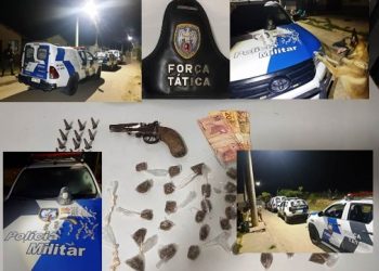 RESIDENCIAL RIO DOCE – Força Tática e K-9 apreendem menor, drogas, arma de fogo e leva “Pelé” para a delegacia