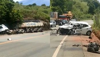 VÍDEO – Grave acidente entre carreta e automóvel deixa uma pessoa ferida na Rodovia 259
