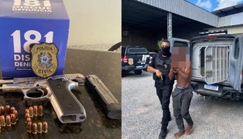 “Papudo” é preso por suspeita de homicídio, e morador do Araçá, por porte ilegal de arma de fogo