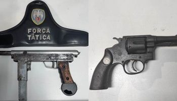 Após denúncias PM apreende duas armas de fogo, uma delas foi encontrada no telhado de uma escola