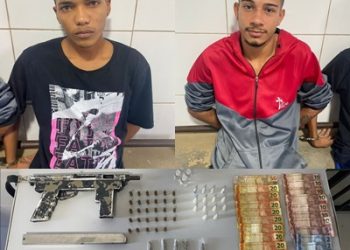 Cocaína, crack, maconha e até submetralhadora são apreendidos no canivete. Dois suspeitos foram presos