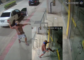 VÍDEO FLAGRANTE – Indivíduo  sai do carro e tentar arrombar  loja de movíeis e eletrodomésticos em Bebedouro