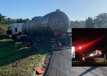 ATUALIZAÇÃO – Acidente na BR 101, em Sooretama, entre Carreta e automóvel deixa uma vítima fatal e outra é levada para o hospital