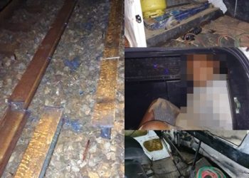 Polícia Militar flagra três elementos furtando trilhos de trem de ferro no interior de fundão