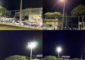 Falta de manutenção em iluminação e em grama sintética  gera reclamações de moradores, em Linhares