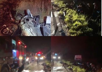 VÍDEO – Acidente entre automóvel e ônibus deixa duas vítimas fatais e cinco feridas