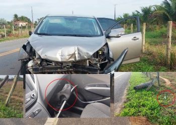 IMAGENS EXCLUSIVAS – Motorista de aplicativo é vítima de emboscada, é sequestrado, tem carro roubado e veículo e abandonado na estrada de Regência.