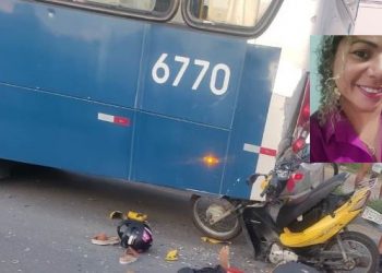 ATUALIZAÇÃO; VÍDEO – Acidente na via lateral da BR 101 em Linhares, no bairro canivete , deixa uma motociclista morta