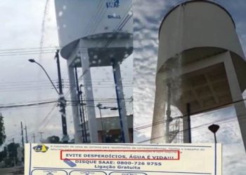 Moradores reclamam de vazamento em caixa d’água, do SAAE, por dois dias seguidos