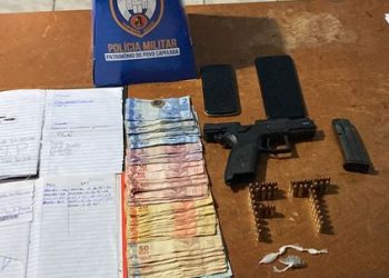 Polícia apreende pistola, munições, droga e dinheiro durante cumprimento de mando em Jaguaré