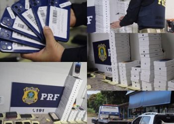 VÍDEO – Valor da carga de iphones recuperada pela PRF é de aproximadamente 1 milhão de reais