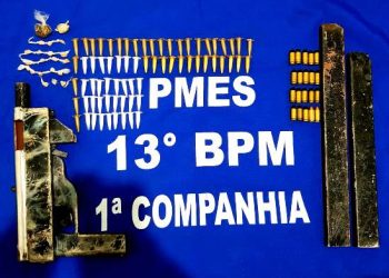 Polícia Militar apreende submetralhadora, munições e drogas