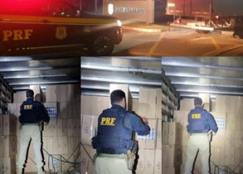 VÍDEOS – PRF apreende carga com 2 milhões de cigarros contrabandeados, em João Neiva
