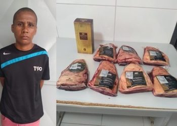 Homem é levado para delegacia de Linhares após furtar whisky e picanha em supermercado